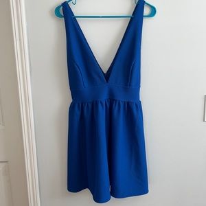 Royal Blue Deep V Party Mini Dress